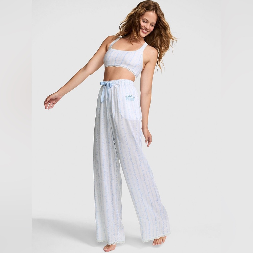 NWT LoveShackFancy Racerback Bralette & Pants Mania Blue Size T - M / P  Short